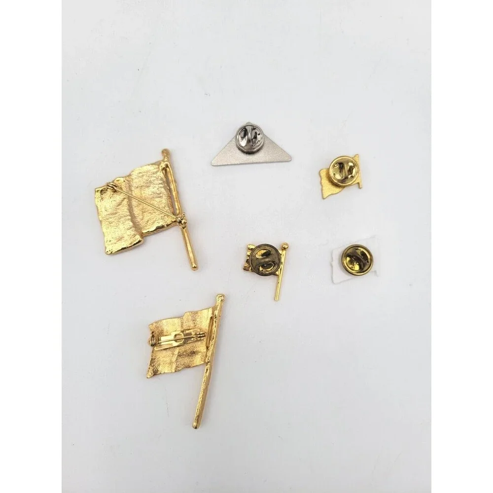 Vintage American Flag USA Brooches‎ Pins Lot of 6 Patriotic Triangle Rhinestones